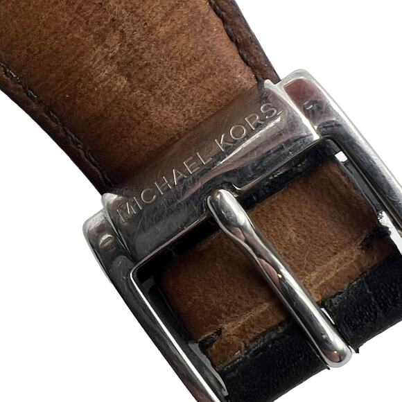 Michael Kors Quartz Watch Womens Stainless Steel MK-2242 Silver Embossed Leather - Picture 9 of 16